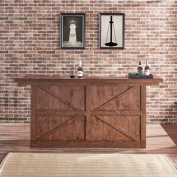 American Heritage Bristol 86'' Solid Wood Home Bar Wayfair